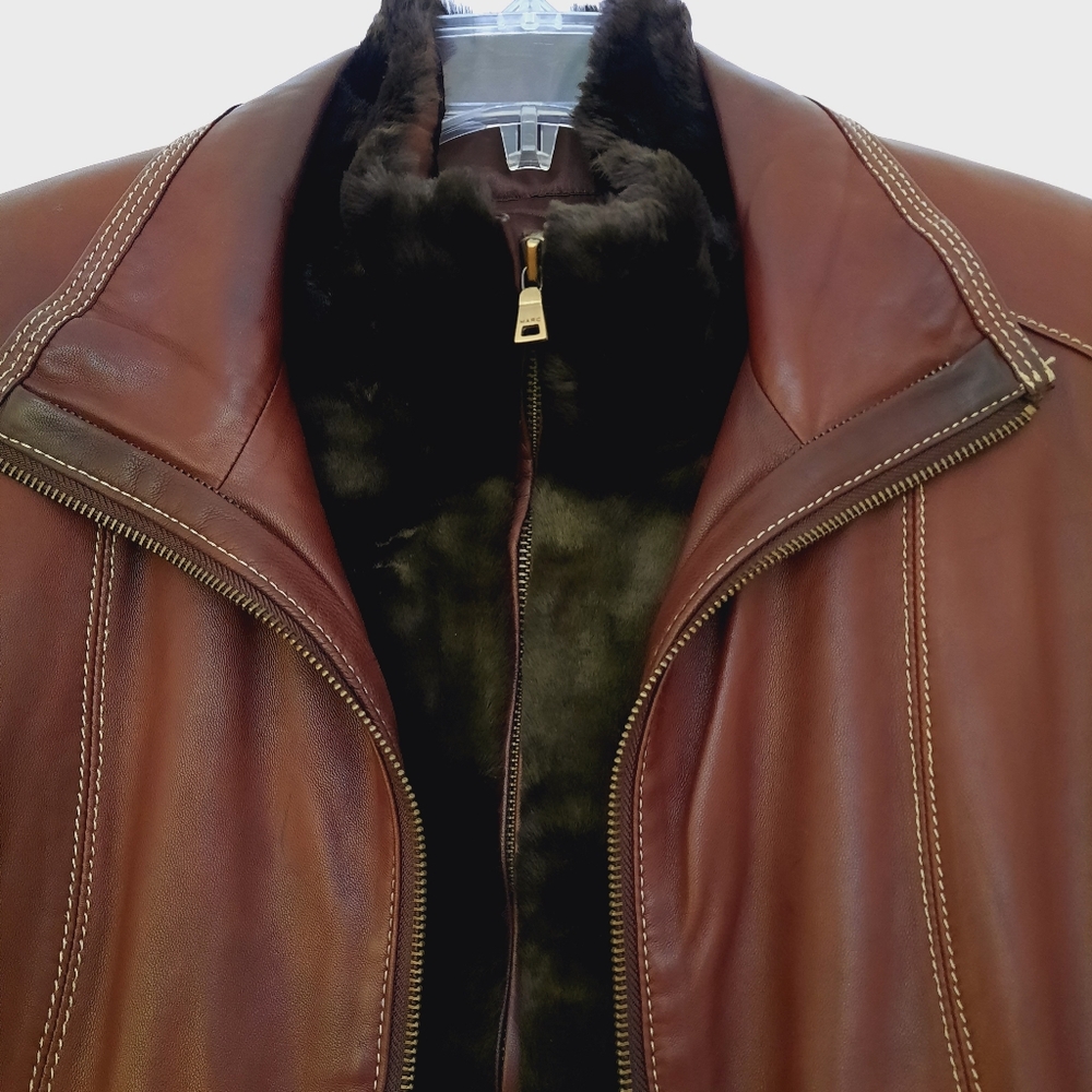Marc New York brown soft leather removable lined insulated jacket size XL. - Picture 10 of 16
